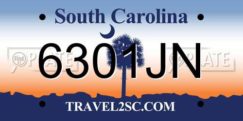 6301JN South Carolina License Plate