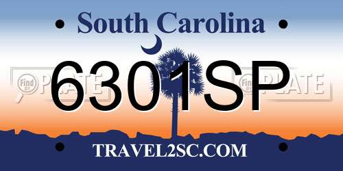 6301SP South Carolina License Plate