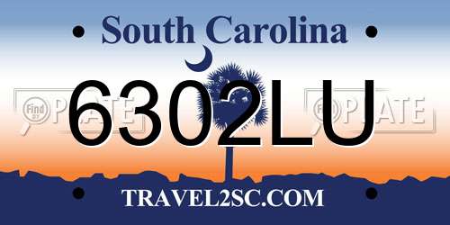 6302LU South Carolina License Plate