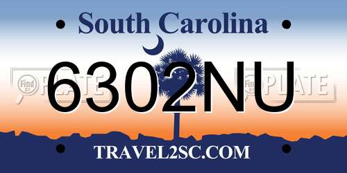 6302NU South Carolina License Plate