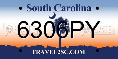 6306PY South Carolina License Plate
