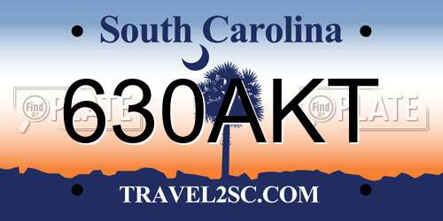 630AKT South Carolina License Plate