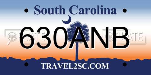 630ANB South Carolina License Plate