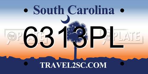 6313PL South Carolina License Plate