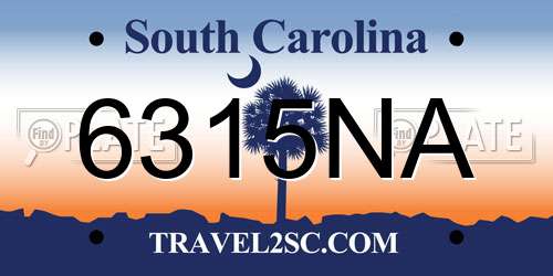 6315NA South Carolina License Plate