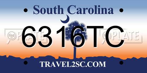 6316TC South Carolina License Plate