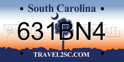 631BN4 South Carolina License Plate