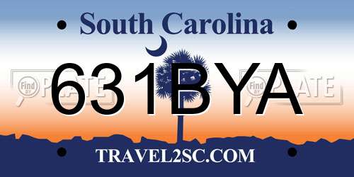631BYA South Carolina License Plate