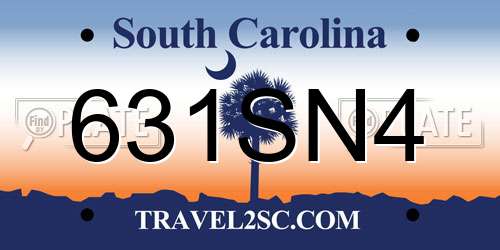631SN4 South Carolina License Plate