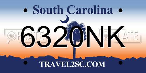 6320NK South Carolina License Plate