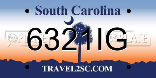 6321IG South Carolina License Plate