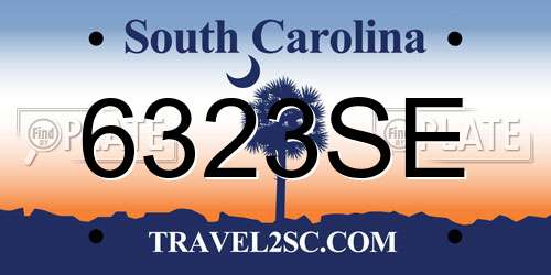6323SE South Carolina License Plate