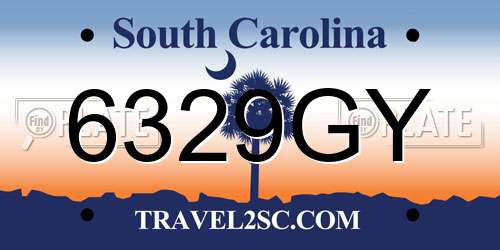 6329GY South Carolina License Plate