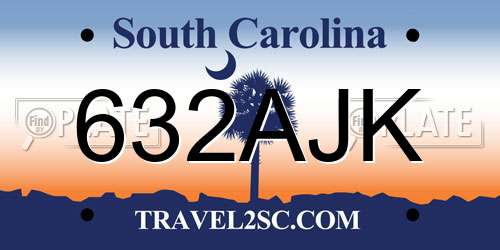 632AJK South Carolina License Plate