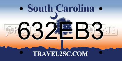 632EB3 South Carolina License Plate