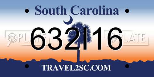 632I16 South Carolina License Plate