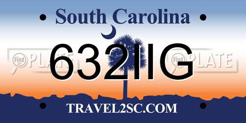 632IIG South Carolina License Plate