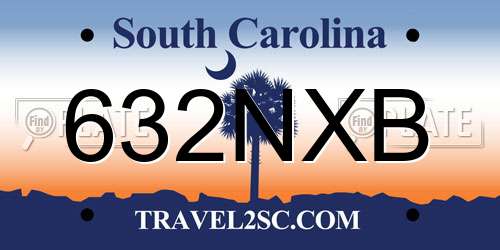 632NXB South Carolina License Plate