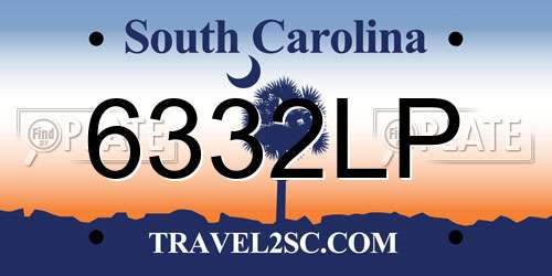 6332LP South Carolina License Plate