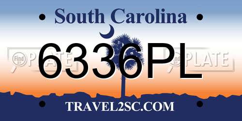 6336PL South Carolina License Plate