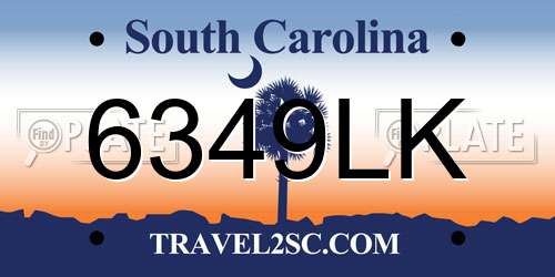 6349LK South Carolina License Plate