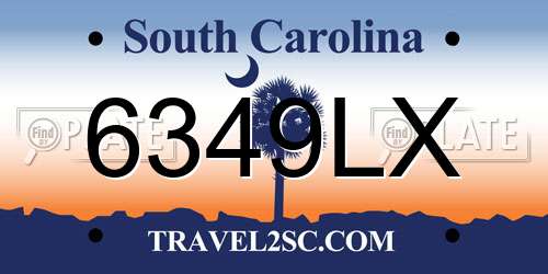 6349LX South Carolina License Plate