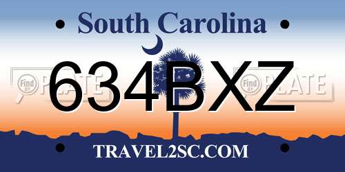 634BXZ South Carolina License Plate