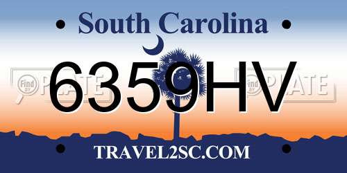 6359HV South Carolina License Plate