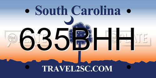 635BHH South Carolina License Plate