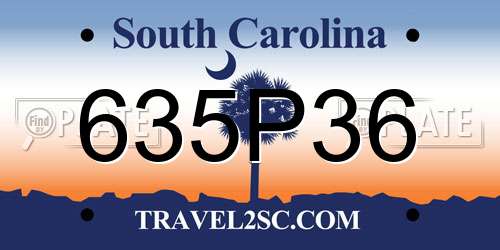 635P36 South Carolina License Plate