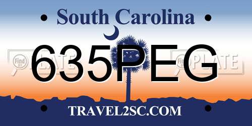 635PEG South Carolina License Plate