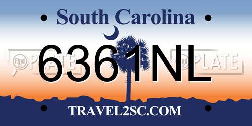 6361NL South Carolina License Plate