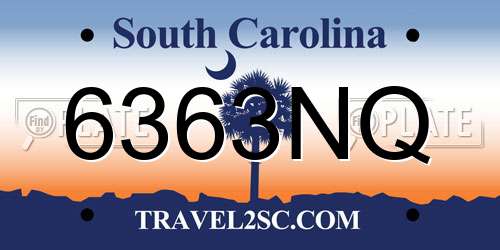 6363NQ South Carolina License Plate