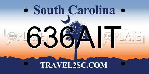 636AIT South Carolina License Plate