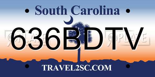 636BDTV South Carolina License Plate
