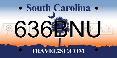 636BNU South Carolina License Plate