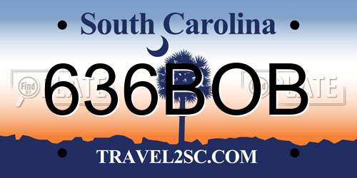 636BOB South Carolina License Plate