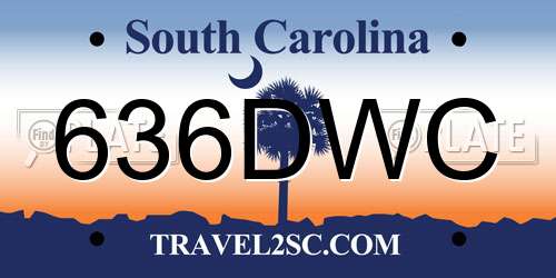 636DWC South Carolina License Plate