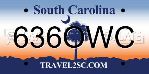 636OWC South Carolina License Plate