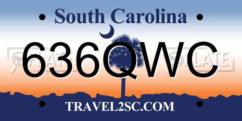636QWC South Carolina License Plate