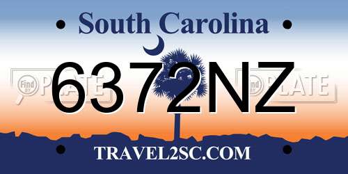 6372NZ South Carolina License Plate