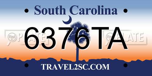 6376TA South Carolina License Plate