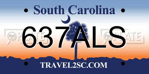 637ALS South Carolina License Plate