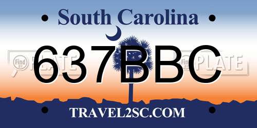 637BBC South Carolina License Plate
