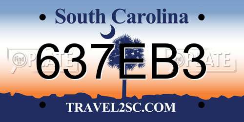 637EB3 South Carolina License Plate