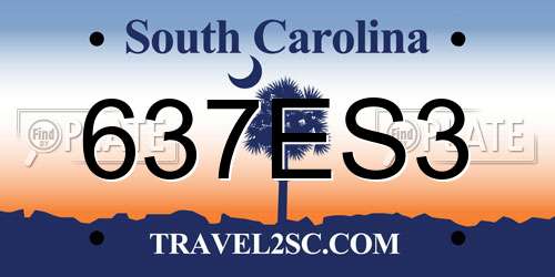 637ES3 South Carolina License Plate