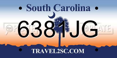 6381JG South Carolina License Plate