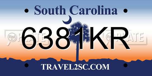 6381KR South Carolina License Plate