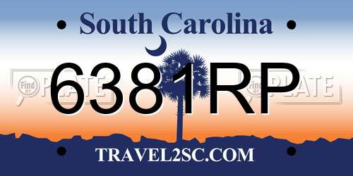 6381RP South Carolina License Plate