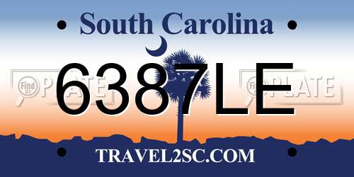 6387LE South Carolina License Plate